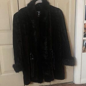 Vintage Elegant Black Fur Coat